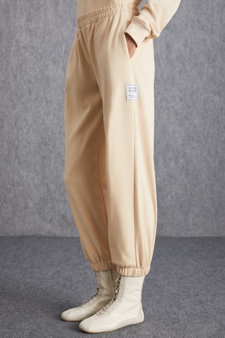 Calças regular em algodão biológico - Cru