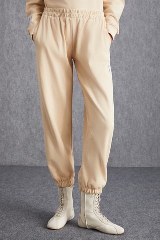 Calças regular em algodão biológico - Cru