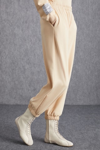 Calças regular em algodão biológico - Cru