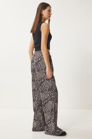 Calças wide legs - Preto e bege