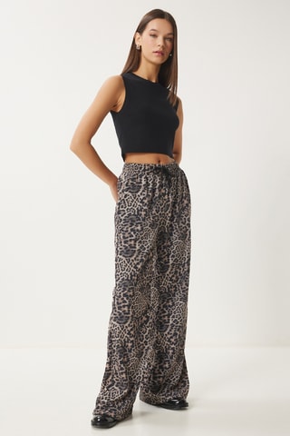 Calças wide legs - Preto e bege