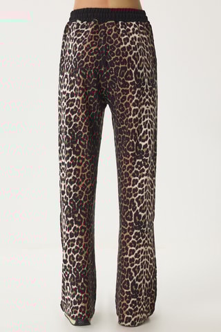 Calças wide legs de cintura alta - Preto e bege