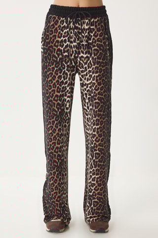 Calças wide legs de cintura alta - Preto e bege