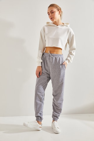 Calças de treino regular de cintura alta - Cinzento