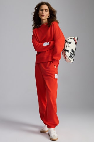 Calças de treino regular em algodão biológico - Vermelho