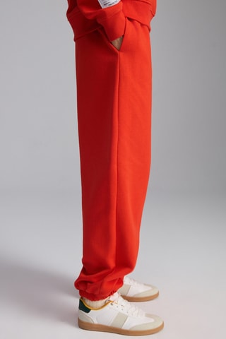 Calças de treino regular em algodão biológico - Vermelho