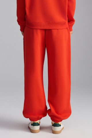 Calças de treino regular em algodão biológico - Vermelho