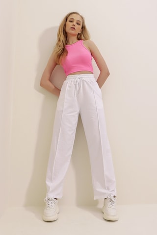 Calças de treino regular de cintura alta - Branco