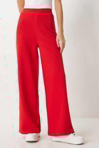 Calças de treino relaxed de cintura alta - Vermelho