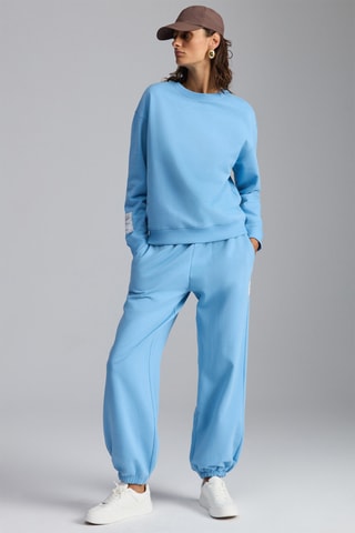 Calças de treino regular em algodão biológico - Azul-claro