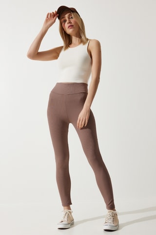 Leggings de cintura alta - Bege
