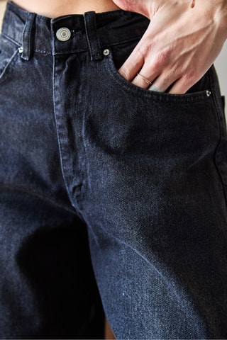 Calças de ganga de cintura alta - Preto