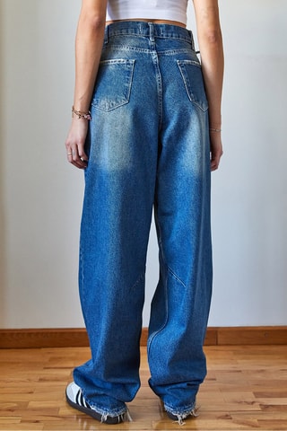 Calças de ganga de cintura alta - Índigo