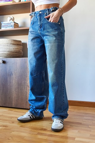 Calças de ganga de cintura alta - Índigo