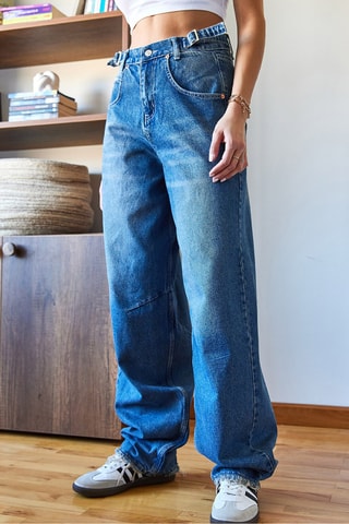 Calças de ganga de cintura alta - Índigo