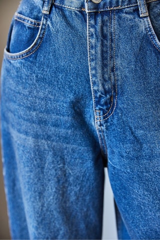 Calças de ganga wide legs de cintura alta - Azul