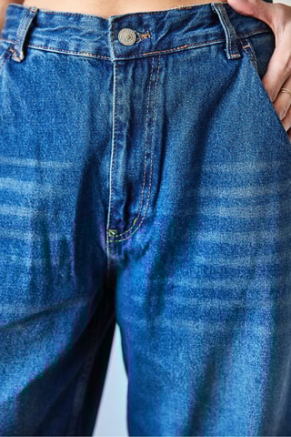 Calças de ganga wide legs de cintura alta - Azul