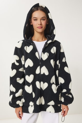 Casaco com capuz - Preto e branco