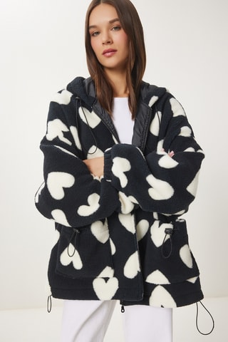 Casaco com capuz - Preto e branco