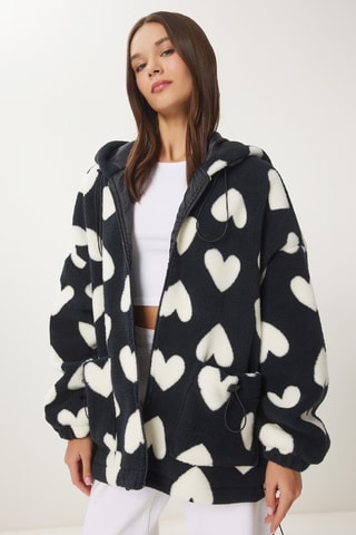 Casaco com capuz - Preto e branco