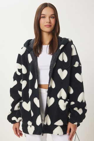 Casaco com capuz - Preto e branco