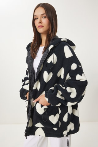 Casaco com capuz - Preto e branco