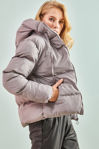 Blusão com capuz - Cinzento