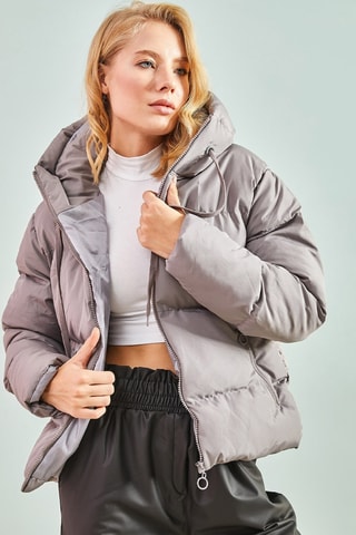 Blusão com capuz - Cinzento