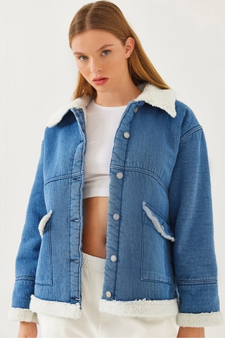 Casaco de ganga - Azul-cobalto