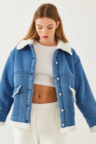 Casaco de ganga - Azul-cobalto