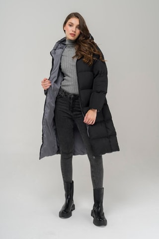 Blusão comprido com capuz - Preto