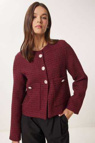 Casaco em tweed - Bordô