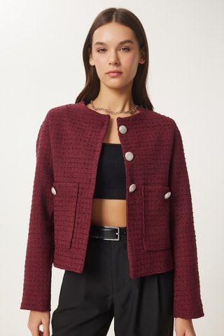 Casaco em tweed - Bordô