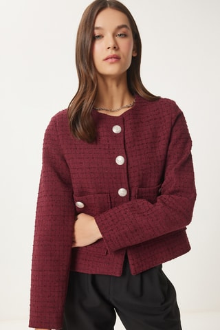 Casaco em tweed - Bordô