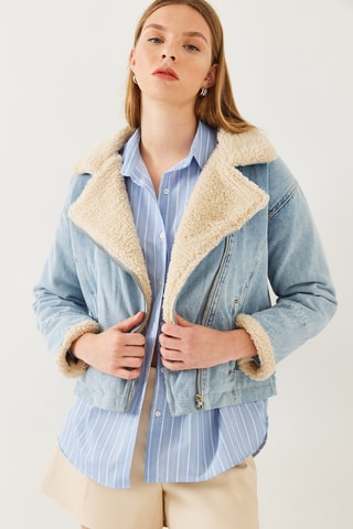 Casaco de ganga - Azul-claro