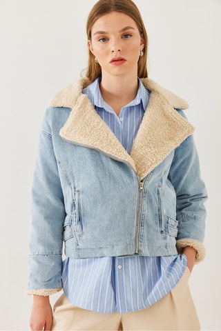 Casaco de ganga - Azul-claro