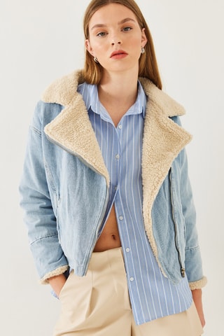 Casaco de ganga - Azul-claro