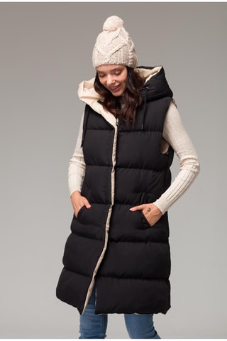 Colete acolchoado comprido reversível - Preto