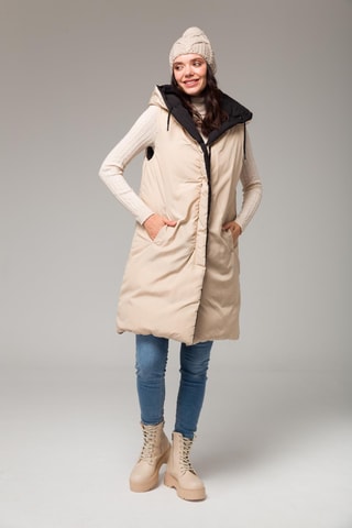 Colete acolchoado comprido reversível - Preto