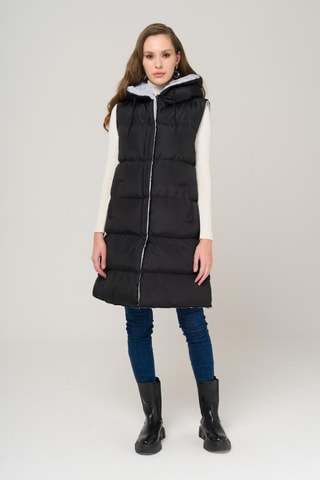 Colete acolchoado - Preto e cinzento