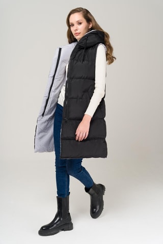 Colete acolchoado - Preto e cinzento