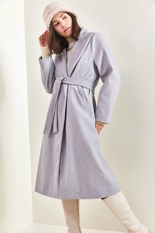 Sobretudo de lã - Cinzento-claro