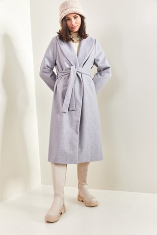 Sobretudo de lã - Cinzento-claro