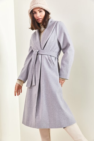 Sobretudo de lã - Cinzento-claro