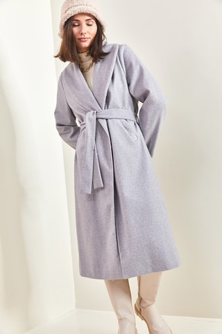 Sobretudo de lã - Cinzento-claro