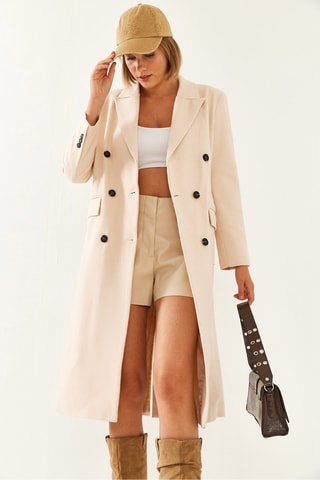 Sobretudo de lã - Cru