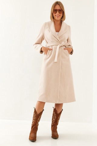 Sobretudo de lã - Cru