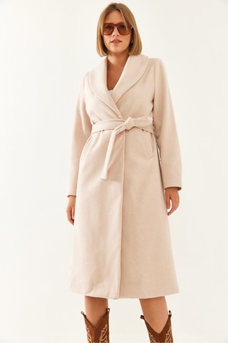 Sobretudo de lã - Cru