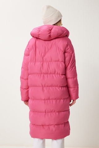 Blusão comprido com capuz - Rosa