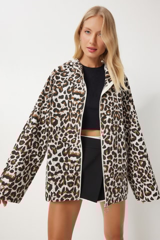 Casaco com capuz - Branco e castanho